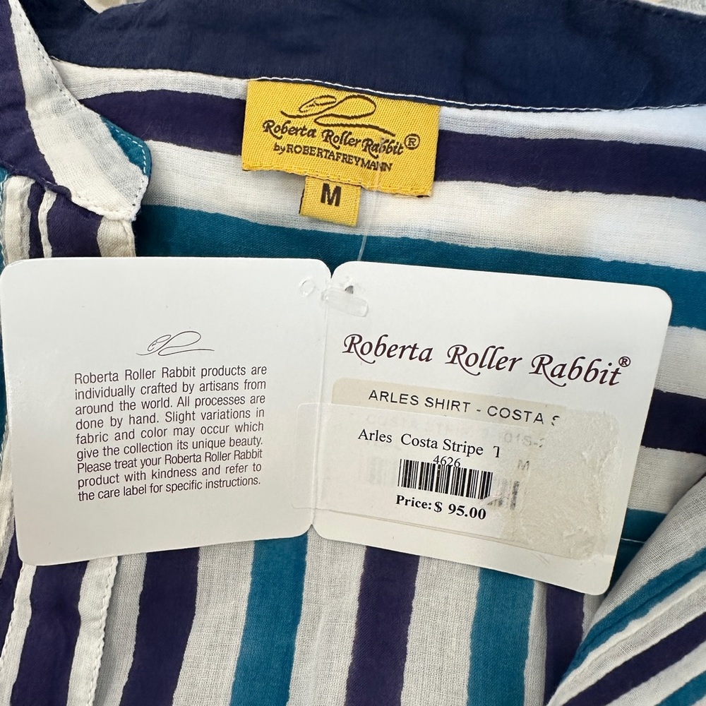 Roberta Roller Rabbit Blue and White Striped Tunic Top - Picture 4 of 8